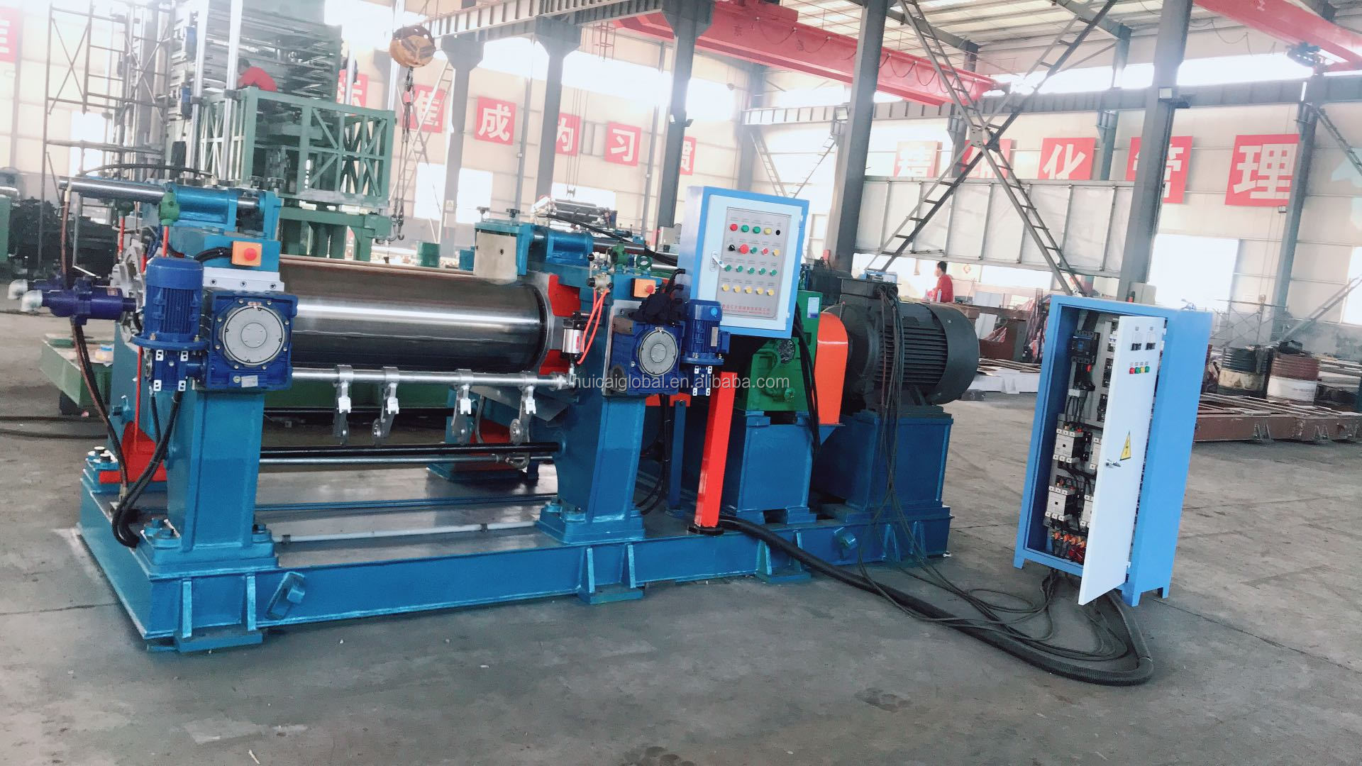 Used 11400kg Huicai Rubber Two Roll Open Mixing Mill for Reclaimed Rubber Processing