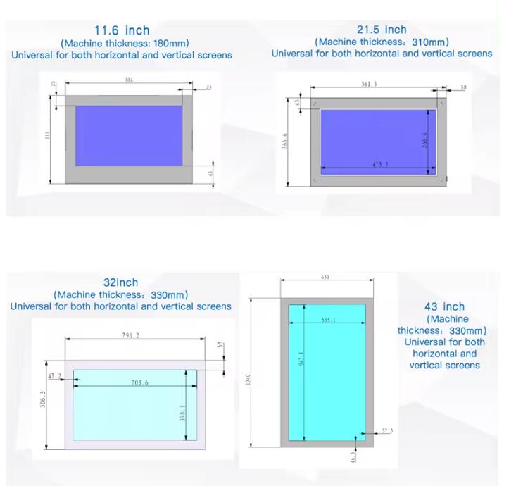 Custom Shape Bracket Design 10.1-18.5inch Transparent LCD Display Box Contrast Ratio HDMI VGA USB Interface