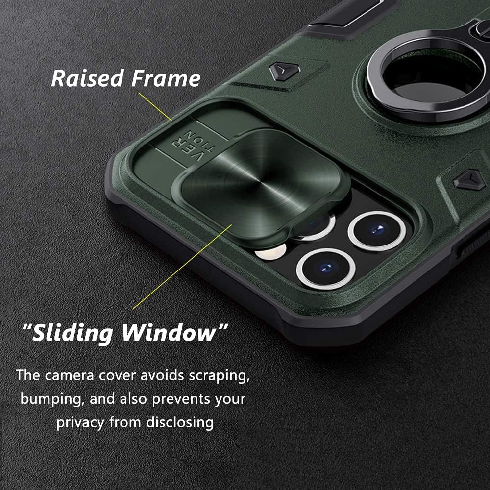 iPhone 12 Pro Max Case with Camera Cover & Kickstand, Duty Military Grade Armor Protection Cover,