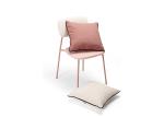 Stacked Metal Legs Dining Chair Thicker Pipe Pink Fabric