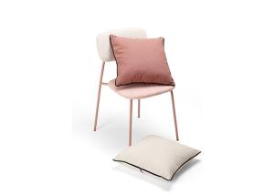 Wholesale Stacked Metal Legs Dining Chair Thicker Pipe Pink Fabric from china suppliers