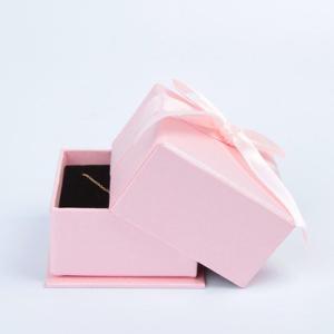 Wholesale Paper Pendant Necklace Ring Packaging Box With Pink Bow Square Shape from china suppliers