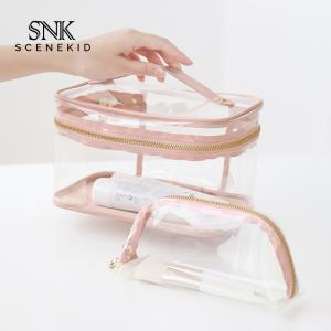 Wholesale Logo Custom Pink Clear Handle Wash PVC Cosmetic Bag from china suppliers