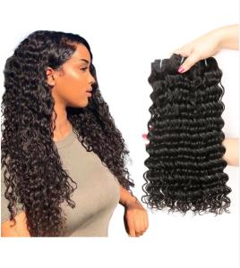 Wholesale Deep Curl 100% Virgin Indian Hair Weave Unprocessed Human Hair Black from china suppliers