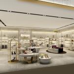 Luxury Customized Ladys Shoe Store Display Shelves Gondola Cashier Desk For