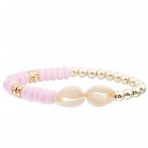 China 4 Colors Handmade Glass Black Gallstone Beads Bracelets Set With 2 Seashell on sale