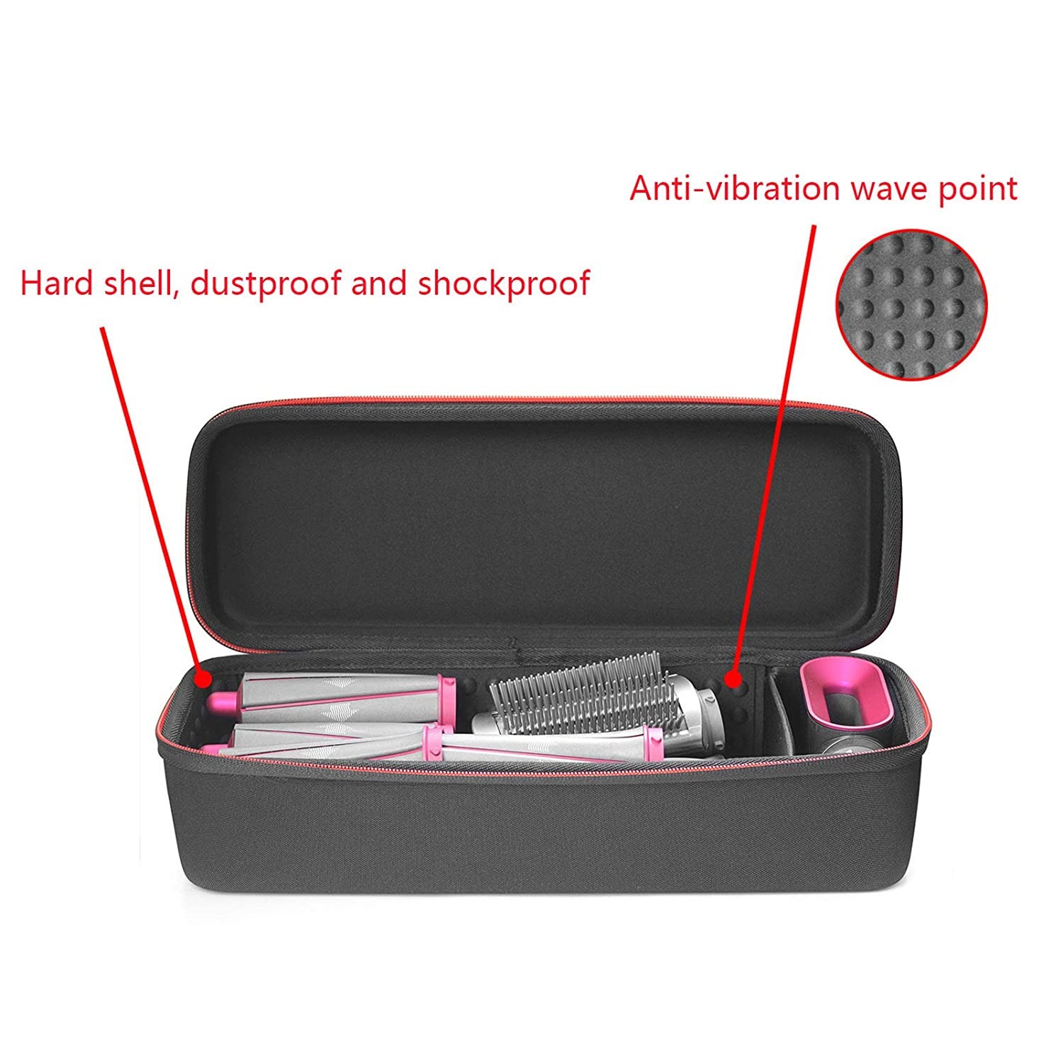 Hair Curler EVA Carrying Case 395*150*125mm Plastic Handle
