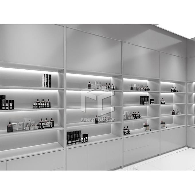 Fancy Skincare Display Shelves Name Makeup Shops Furniture With Led Light