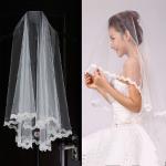 Embroidery lace with bead Ivory/White Bridal Veil with Rhinstone Wedding