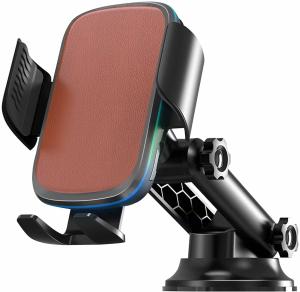 Wholesale Leather Qi Wireless Car Charger Auto Clamping Mount 15W For Iphone 13 from china suppliers