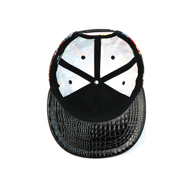 High - End ACE Unisex Creative Graffiti Snapback Curve Brim Cap Leather With Leather Patch