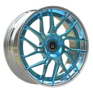 Wholesale 20*8.5 Polished 2 Piece Forged Wheels Blue Brushed Spokes For T6 Stepped Lip Rims from china suppliers