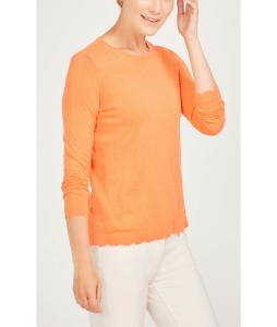 Wholesale WOMEN'S 54% COTTON/44% MODAL/2% SPANDEX PULLOVER KNITTED STRIPE SWEATER WITH SCALLOP EDGE from china suppliers