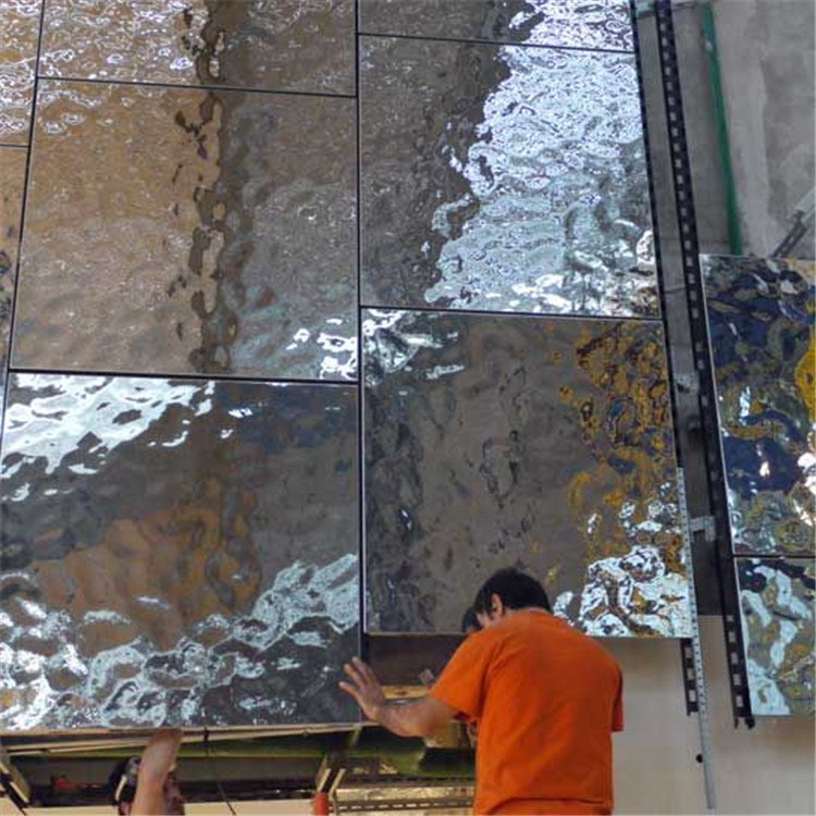 Water Wave Shaped Stainless Steel Sheets Rose Gold Mirror Finish For Hotels Villa Lobby Interior Decoration
