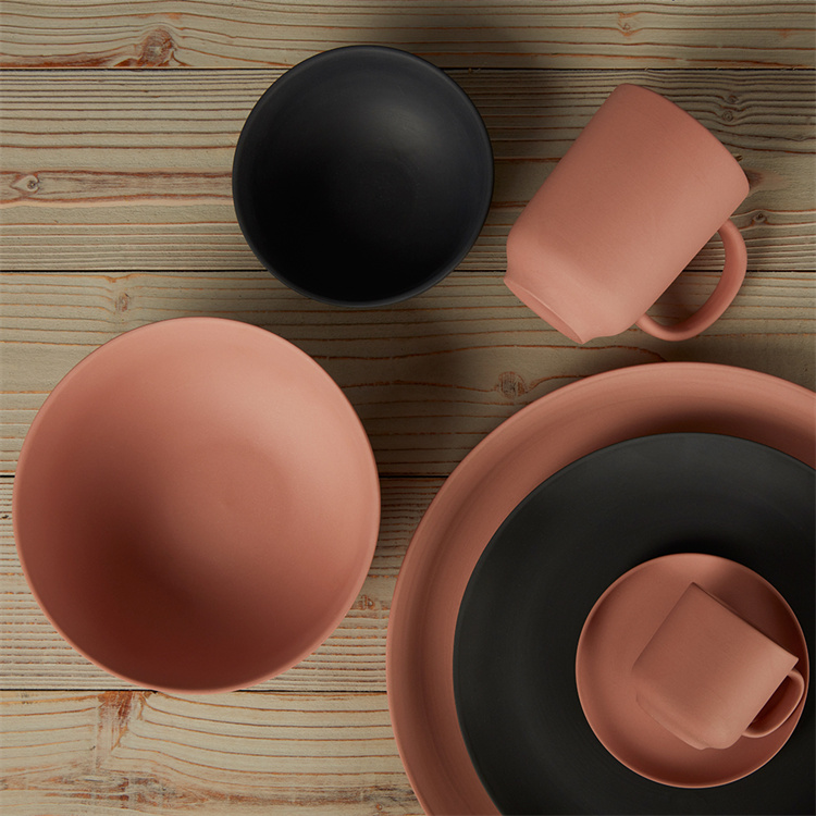 ODM Under Glazed Ceramic Plates Sets , European Style Matte Ceramic Dinnerware