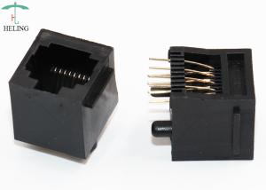 Wholesale 1x1 Ports RJ45 Ethernet Connector 180 Degree Black Housing Gold Plating from china suppliers