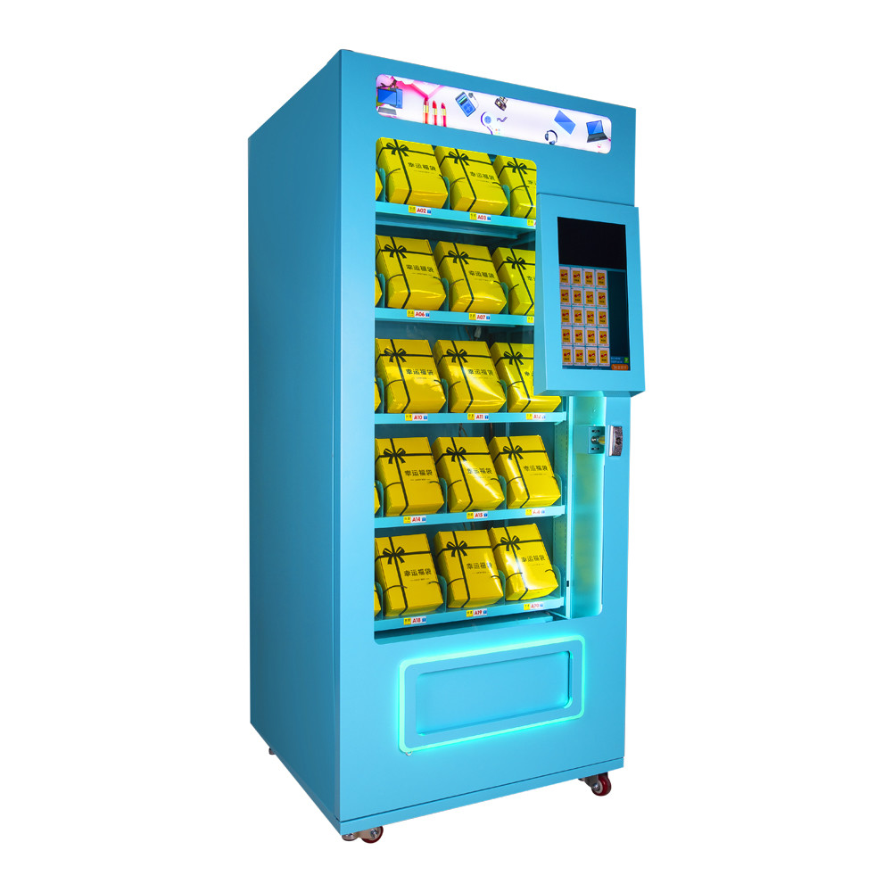 Full Metal Soda Vending Machine , Blue / Pink / Yellow Lucky Box Food Vending Machines