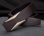 Prong Buckle Distressed Leather Belt 3.5cm Wide Classical