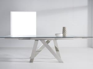 Wholesale 900mm Width Extensible Tempered Glass Dining Table DT-31097 With Stainless Steel Leg from china suppliers
