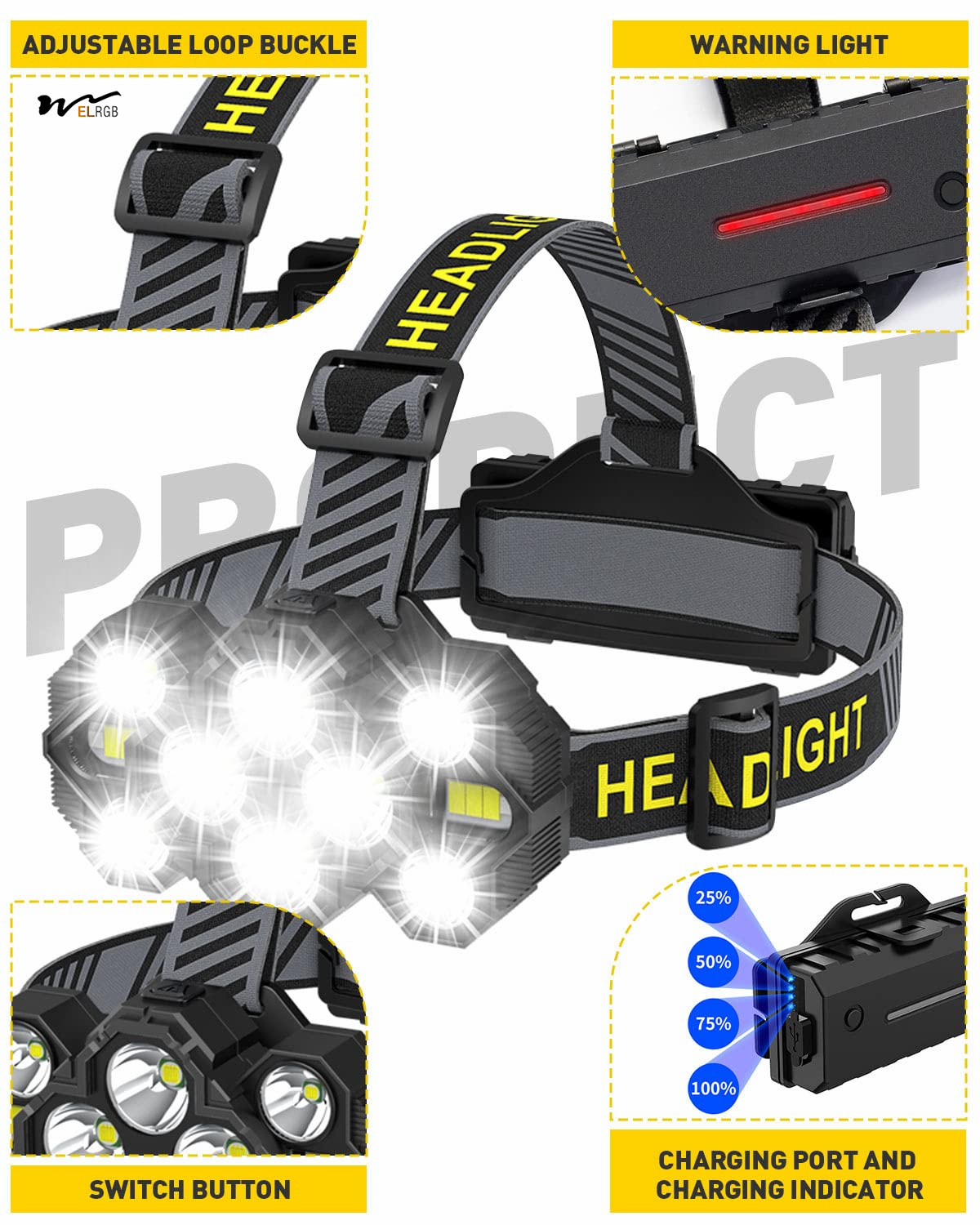 10 Modes Rechargeable Fishing Lamp with 22000 Lumen LED Light and Waterproof Design