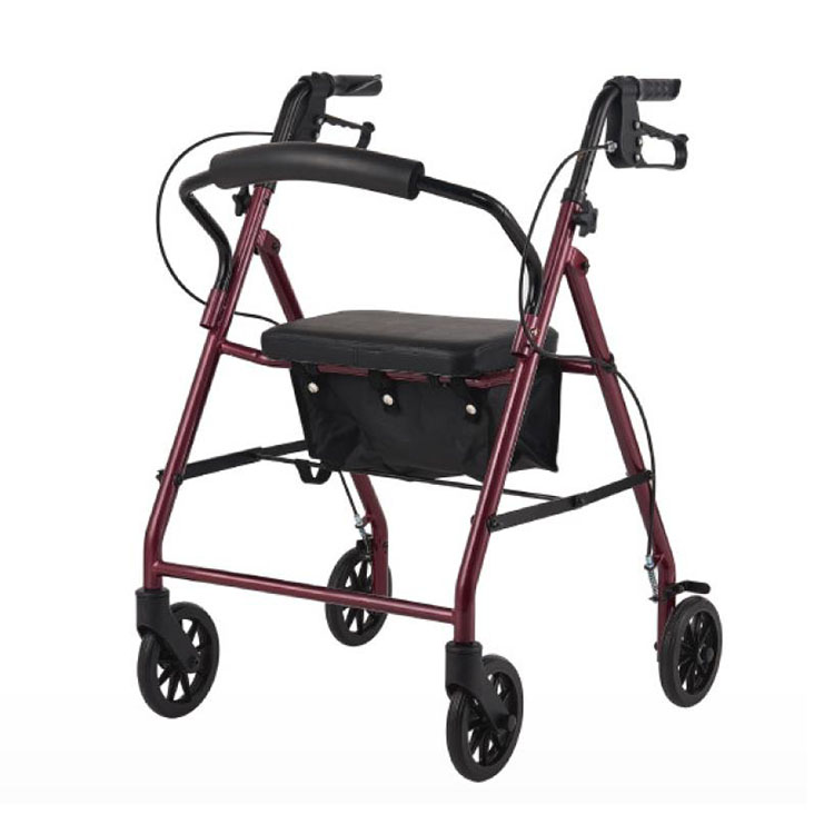 Four Wheels Aluminum Medical Folding Wheelchair Rollator Walker