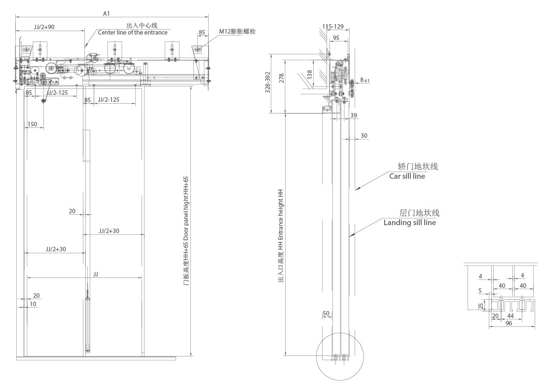 Elevator Door Device Side opening door fire proof landing door insulated landing door center opening