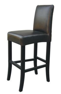 Beech wood brown pu upholstery barstool/counter stool with metal bars,fashion
