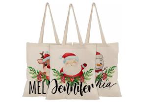 Wholesale Christmas Tote Reusable Gift Bags Canvas Material Wear Resistant from china suppliers