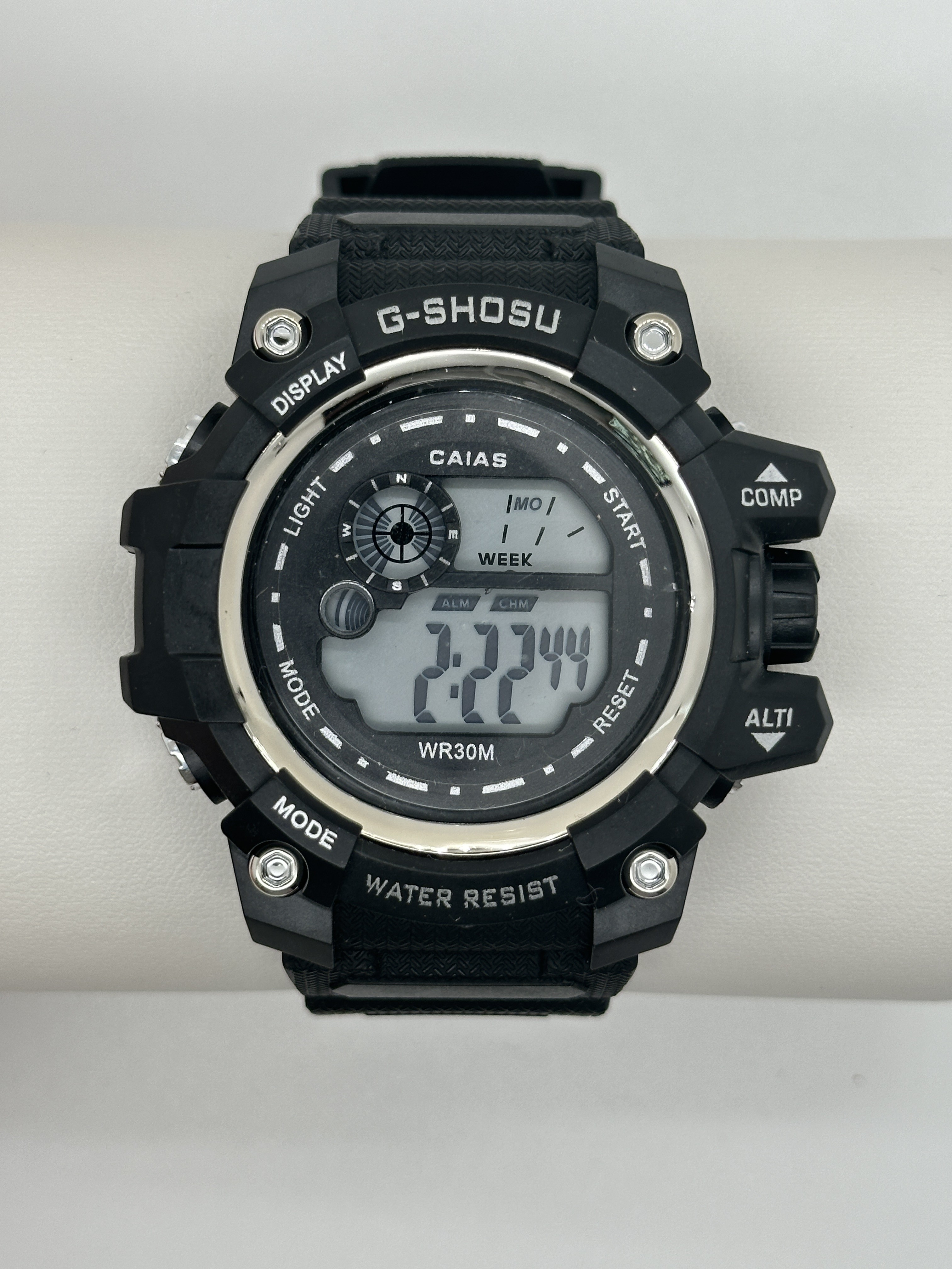 Quartz Digital Sports Watch Waterproof With Black Silicone Band