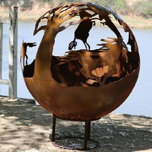 Wholesale Outdoor 6mm Thick Rusted Steel Fire Pit Balls Sphere Packing Wooden Box from china suppliers