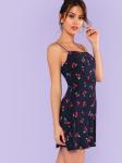Fashion women's sweet mini slim fit dress with cherry printing