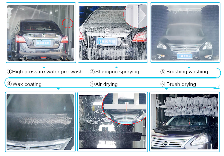 6200*3800*3440mm Tunnel Car Wash Machine With 80-110L Water Consumption