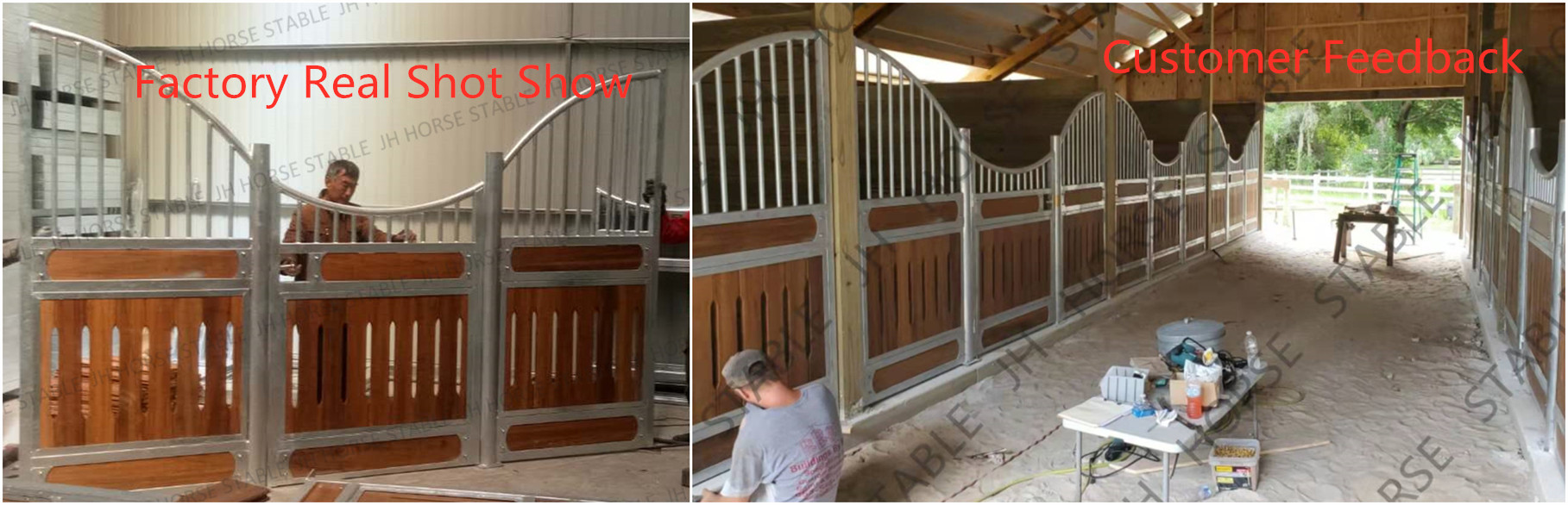 Hot Dip Galvanized Horse Box Stalls Fronts 2200mm Height With Board Door