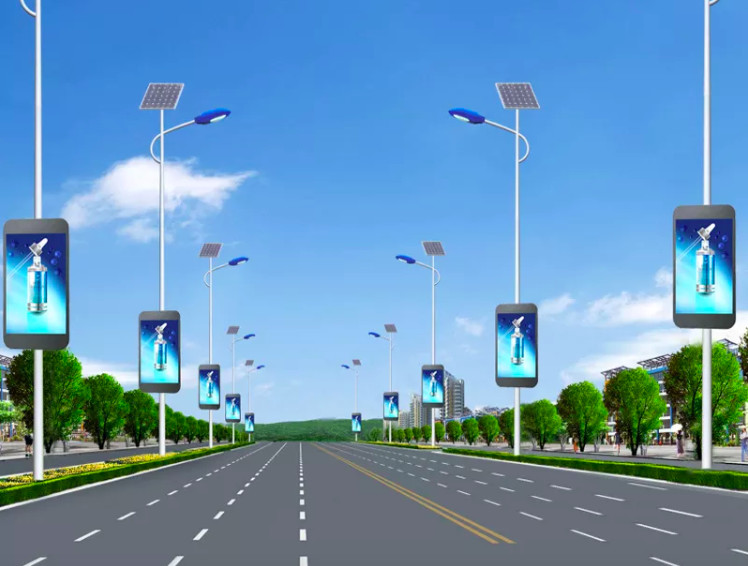 HD Outdoor P5 Street Pillar Pole Led Display Lighting Screen 3G/4G/5G