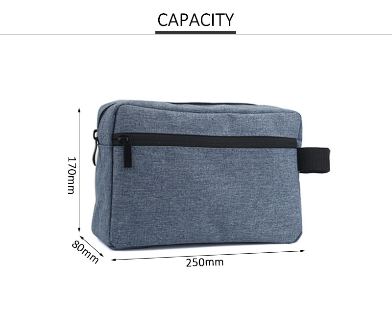 Men's Travel Pure Color Makeup Cosmetic Bag With Zipper