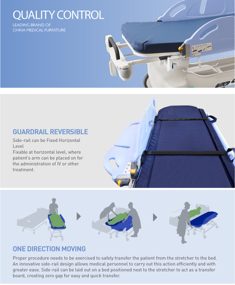 Factory Beautiful Hospital Medical Equipment Patient Transfer Trolley