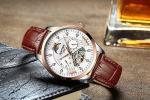 Brand KINYUED Mechanical mens watch luxury luminous moon phase skeleton watch