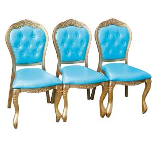 Wholesale YLX-8015 Golden Aluminium Tube with Sky Blue PU Cover Dining Chair for Indoor from china suppliers