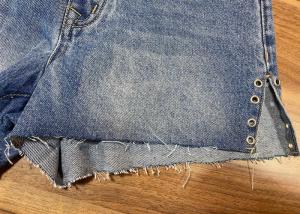 Wholesale Summer Ladies Denim Shorts Women Light Wash Raw Hem Finishing Stretch from china suppliers