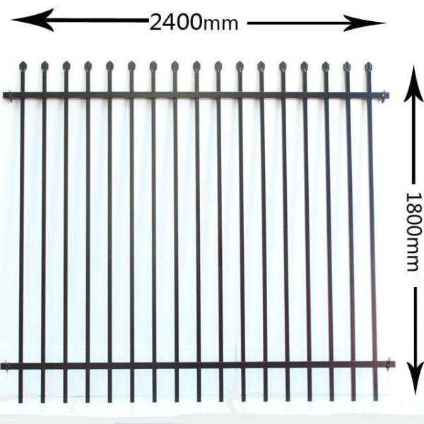 Powder Coated Steel Garrison Security Fencing Stain Black Powder Crimped Top