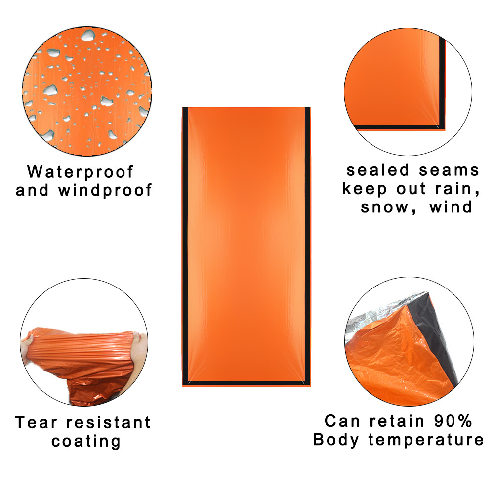 Emergency Sleeping Bag 2 Pack Lightweight Survival Sleeping Bags Thermal Sack Portable Emergency Blanket Campin