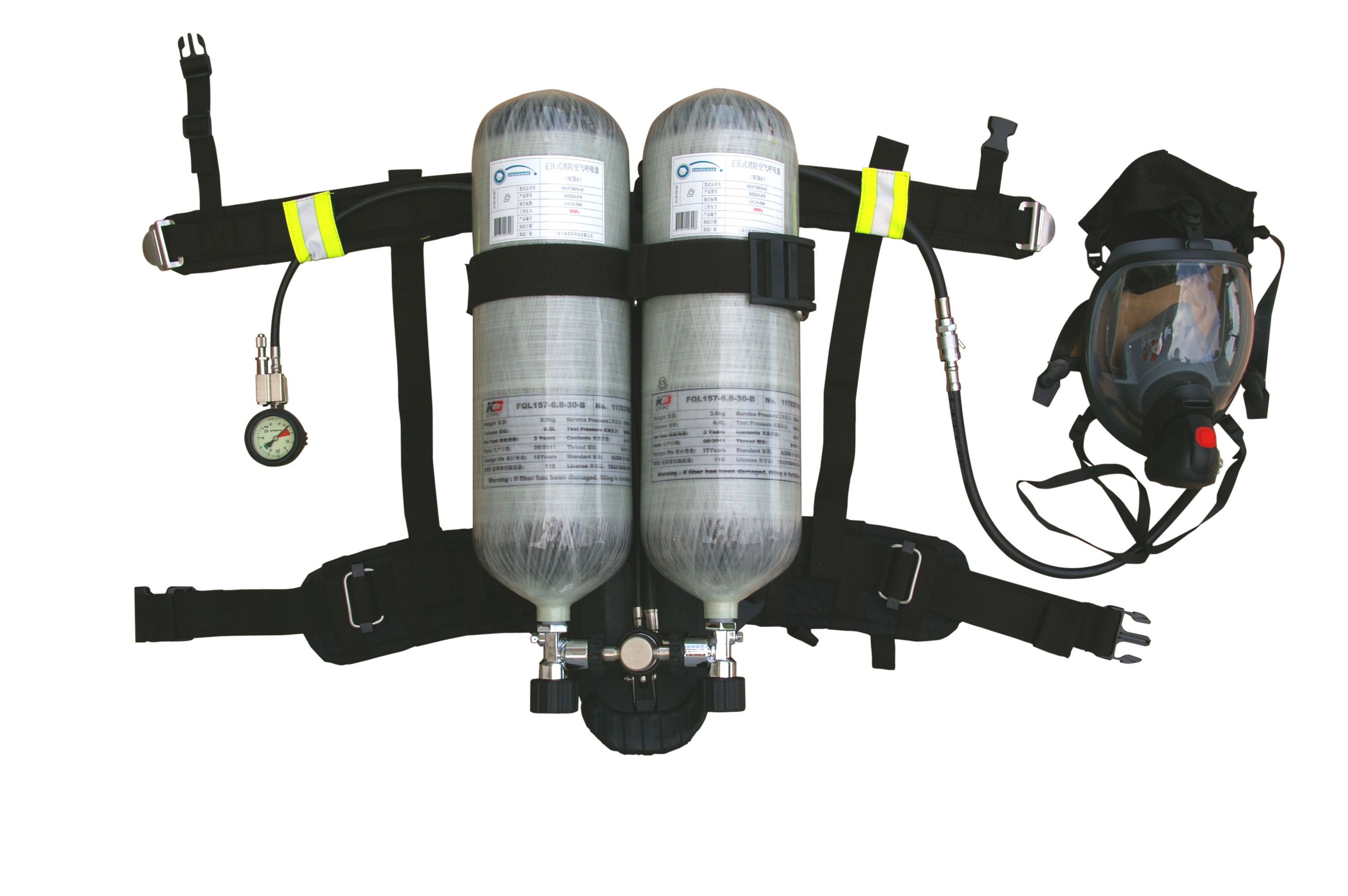 Double bottle Carbon / Steel Composite Cylinder Self-contained Breathing Apparatus 12L SCBA