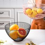 Golden Metal Fruit Container Pink Vegetable Holder for Gift Basket Storage