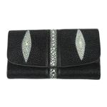 Stingray Skin Unisex Men Long Trifold Wallet Large Male Card Holders Genuine