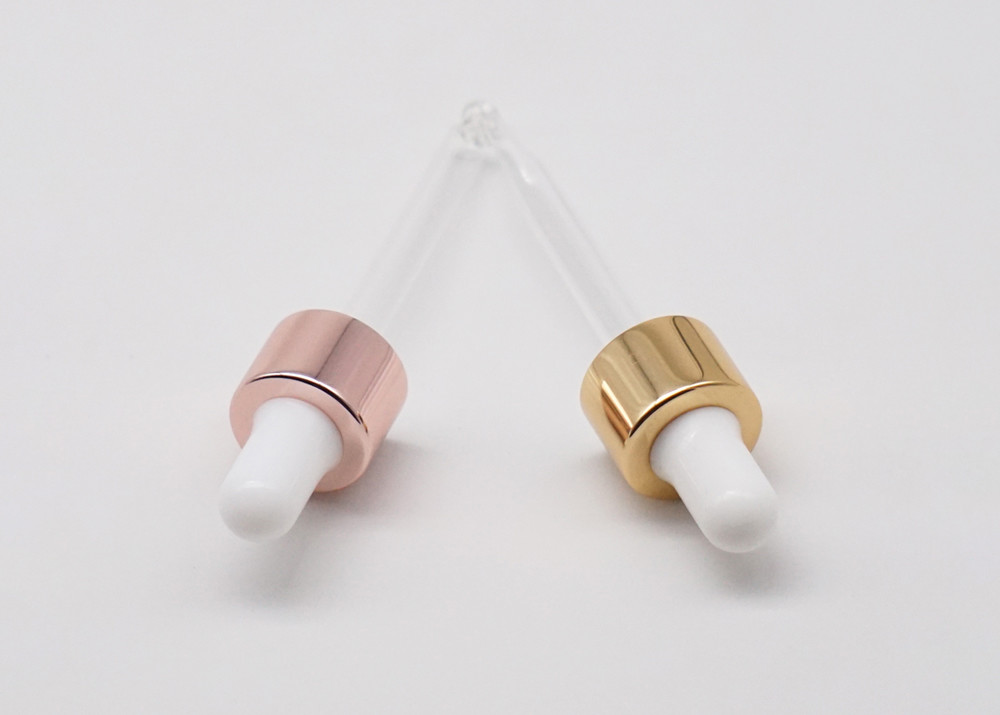 18/410 Tamper Evident Glass Dropper Caps Black Plastic Dropper For Oil