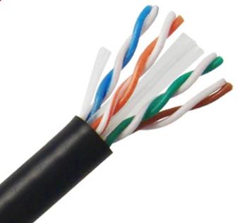 Black Color CAT6 Network Cable PE Jacket For Outdoor Networking , High