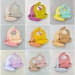 Button Closure Baby Silicone Bib Customized Logo Baby Feeding Bibs