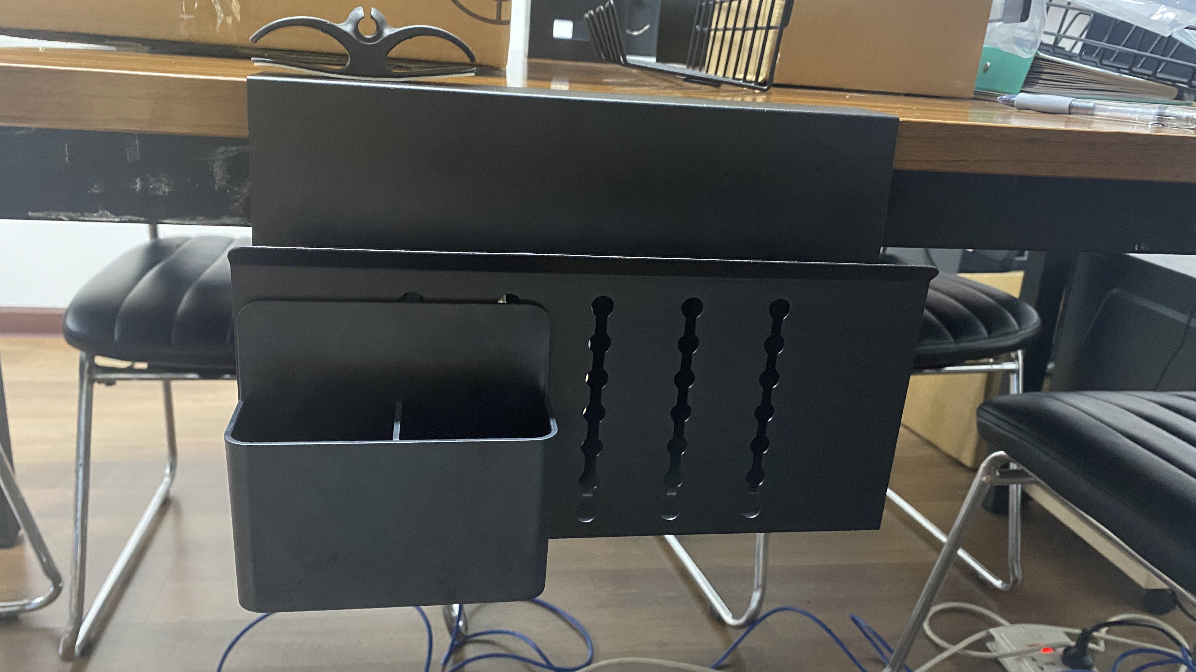Carbon Steel Desk Side Storage Tray for Organizing Cables and Office Supplies