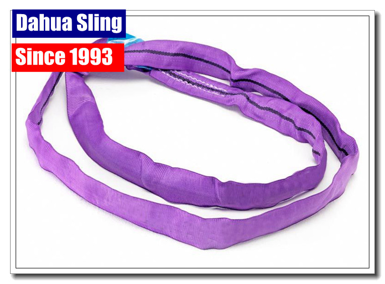 Long Purple Round Webbing Sling , 3 Ton Lifting Straps Smooth Surface