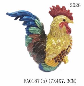 Wholesale Metal enamel beautiful rooster figure status jewelry box for cock year gifts from china suppliers